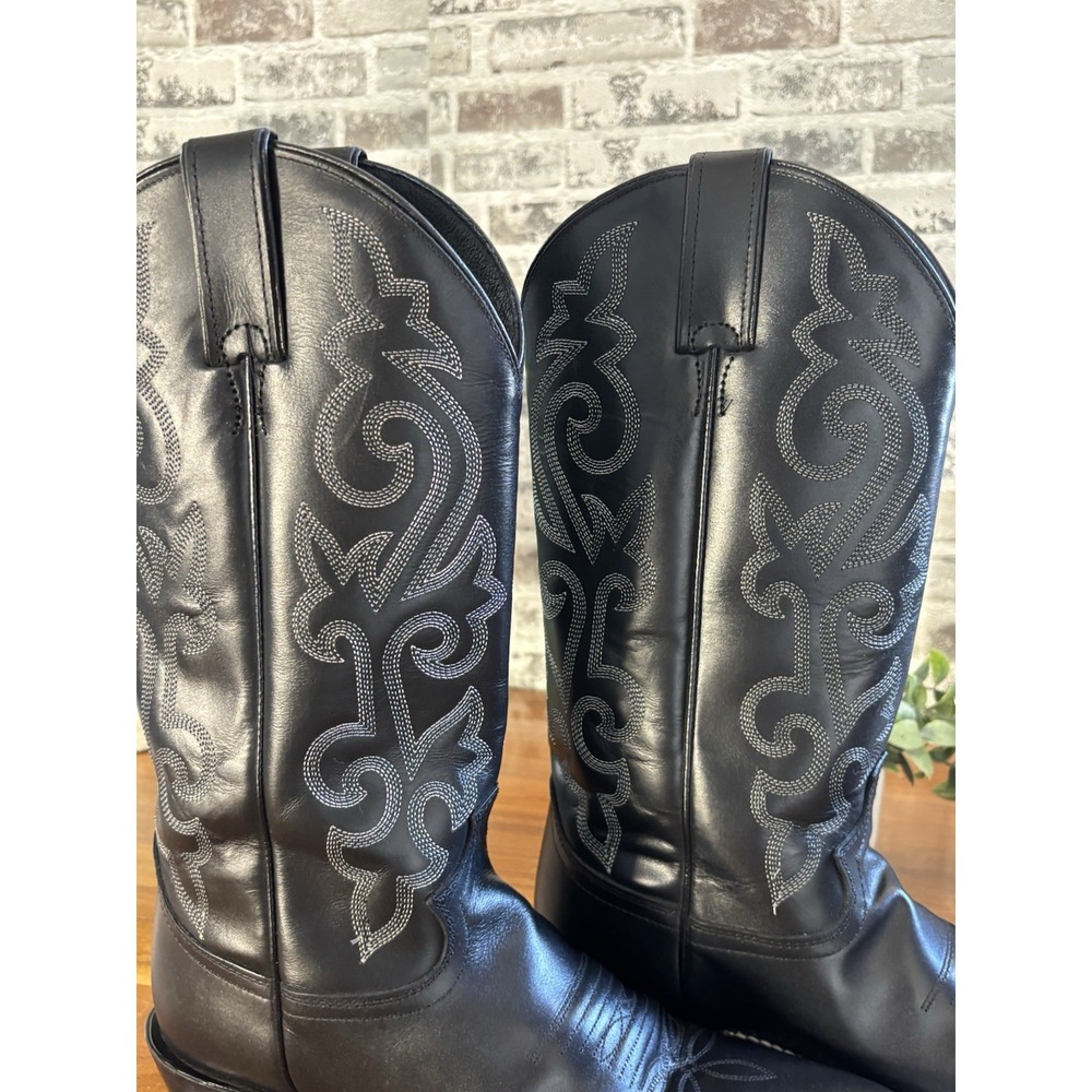 Justin 1409⭐️Classic Black London Calf Leather Western Cowboy Boots⭐️Mens 9 D - Picture 10 of 12